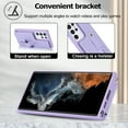 thumbnail image 5 of ELEHOLD Samsung Galaxy S22 Ultra Wallet Case, Flip Card Slots Magnetic Button Kickstand Function Non-Slip Wristband Crossbody Shoulder Strap for Samsung S22 Ultra Fashion Leather Case,Purple, 5 of 8