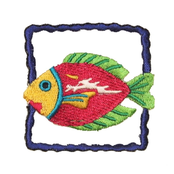 ID 0283 Tang Fish Emblem With Boarder Patch Embroidered Iron On Badge Applique