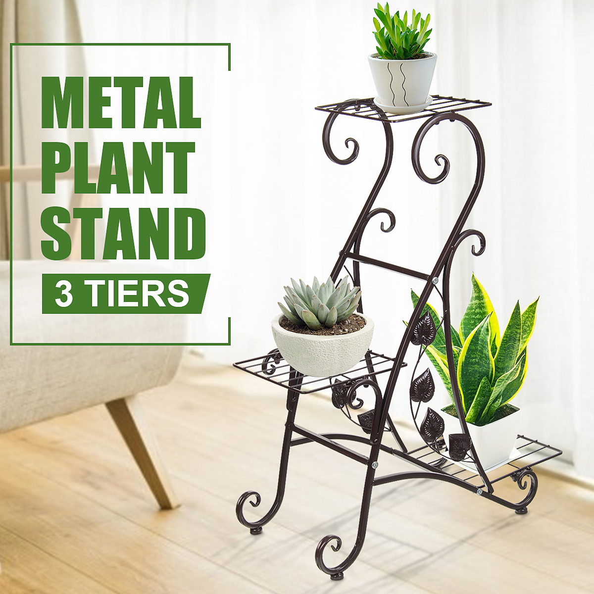 3 Tier Plant Stand Indoor Outdoor, Plant Display Multi Tier Flower