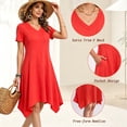thumbnail image 4 of MecTo Summer Dresses for Women Soft V-neck Short Sleeve T shirts Asymmetrical Hem Casual Dress with Pockets, 4 of 8