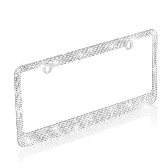 Bling License Plate Frame for Women,2 Pack Premium Stainless Steel Rhinestone License Plate Holder,Handmade Glitter Crystal Diamond Lincense Plate Cover for Girl Bedazzled Sparkly
