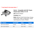 thumbnail image 2 of Starter - Compatible with 2001 Toyota Sequoia Sport Utility 4.7L V8, 2 of 2