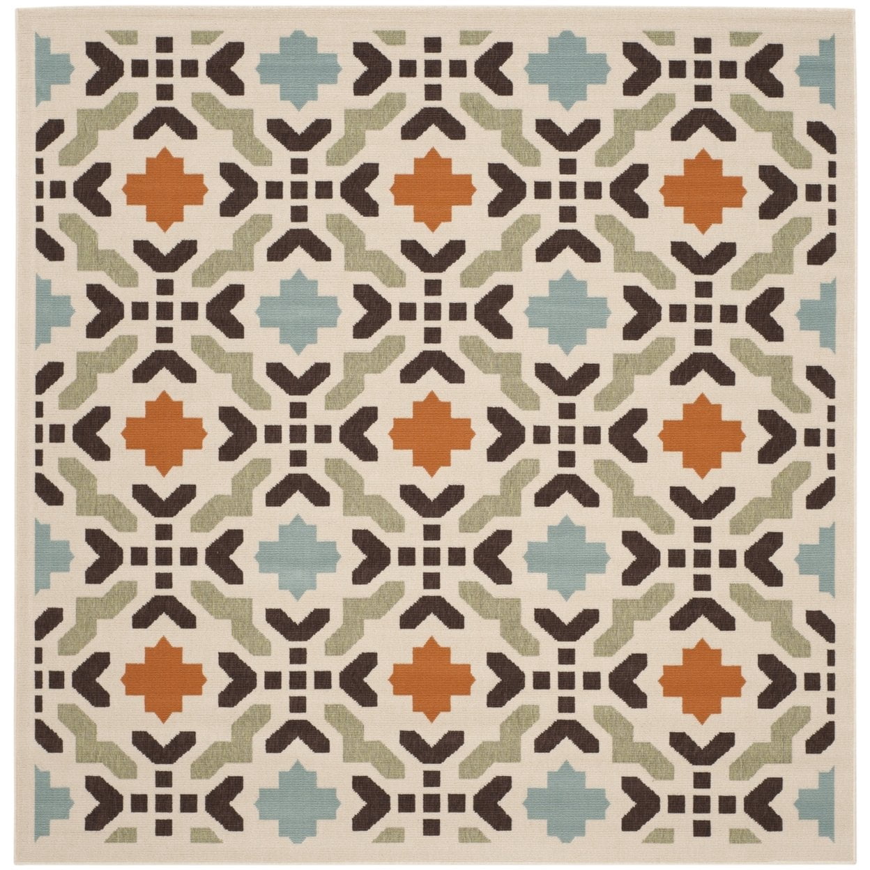 SAFAVIEH Veranda Branson Geometric Indoor/Outdoor Area Rug, 2'7" x 5', Cream/Terracotta