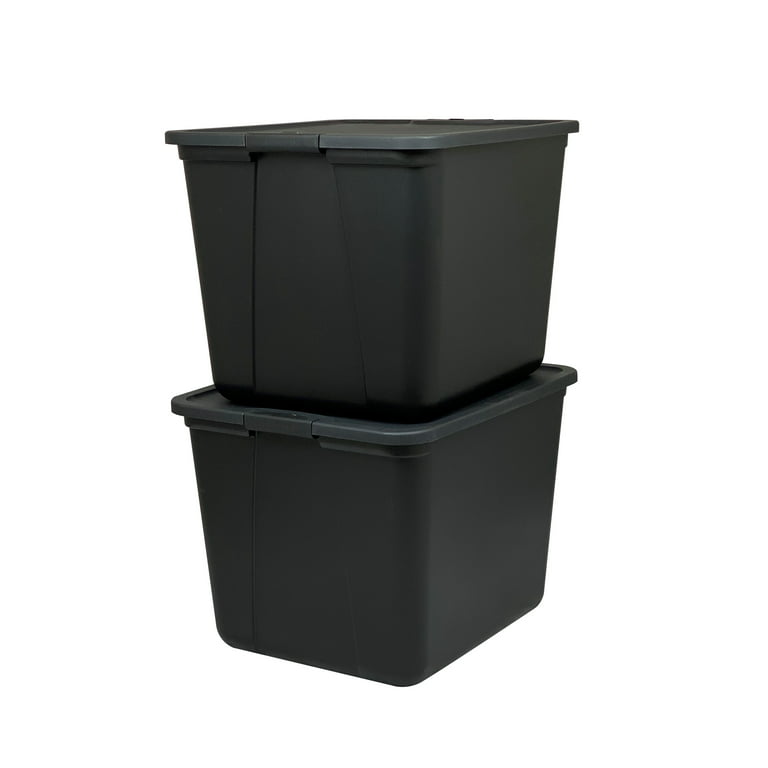 Mainstays 18 Gallon Plastic Storage Container, Black, 8 Count