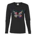thumbnail image 2 of Colorful Butterfly Oh Butterfly On Whispering Wings Animal Lover Womens Graphic Long Sleeve T-Shirt, Black, Small, 2 of 3