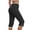 Black, variant on Drovellove Women's Plus Size Capri Leggings – 3/4 High Waisted Stretch Pants with Side Slit & Subtle Lace Detail for Workout, Yoga or Casual Lounging