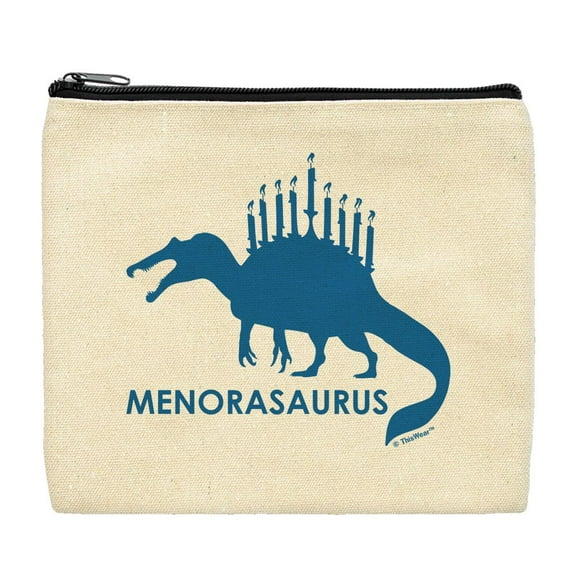 ThisWear Hanukkah Ugly Sweater Accessory Hanukkah Menorah-Saurus Makeup Bag