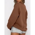 thumbnail image 4 of Chandail à Manches Longues pour Femmes, Col Rond Décontracté, Coupe Ample, Chandail à Capuche, Polaire, Automne, 4 of 6