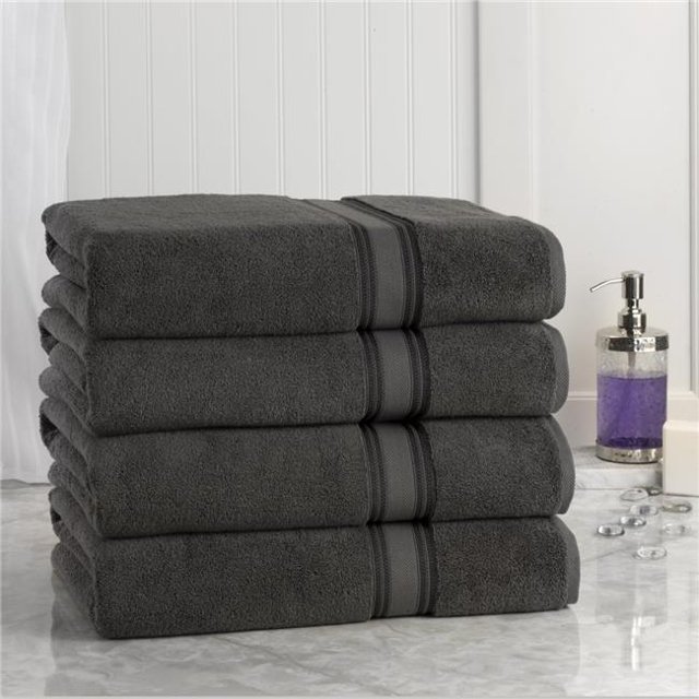 Affinitylinens LZT4PCTWL-GRY Lezeth Collection 4 Piece Super Soft Zero Twist Oversize Bath Sheet - Grey