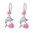 thumbnail image 2 of SmartBy 1 Pair Korean Style Hook Earrings Dolphin Design Shiny Rhinestones Drop Earrings Women Mid-length Earrings, 2 of 7
