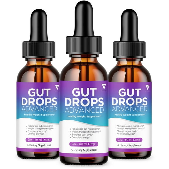 (3 Pack) Gut Drops Supplement GutDrops Maximum Strength Overall Wellness (6oz)