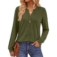 thumbnail image 2 of Fantaslook V Neck Henley Blouses for Women Dressy Fall Tops Long Sleeve Shirts Fashion Clothes, 2 of 8