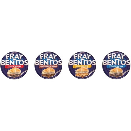 Fray Bentos Canned Pies Steak & Kidney Minced Beef & Onion Just Chicken Steak & Gravy Variety Pack of 4