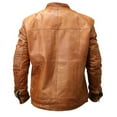 thumbnail image 5 of Shelter 9637-M New Mens Genuine Sheep Skin Leather Fashion Jacket 2 Buttoned Chest Pocket - Brown, Medium, 5 of 6