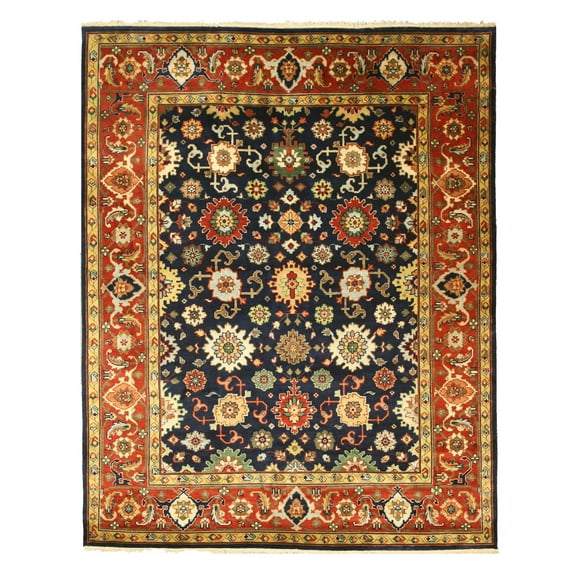 Hand-knotted Wool Navy Traditional Oriental Super Mahal Rug