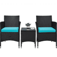 thumbnail image 5 of Yaheetech 3-Piece Wicker Furniture Set with Side Table, Black/Cyan, 5 of 11