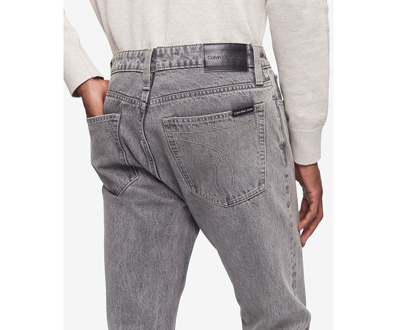 Calvin Klein Men's Slim-Straight Fit Stretch Jeans, Gray, 32X32
