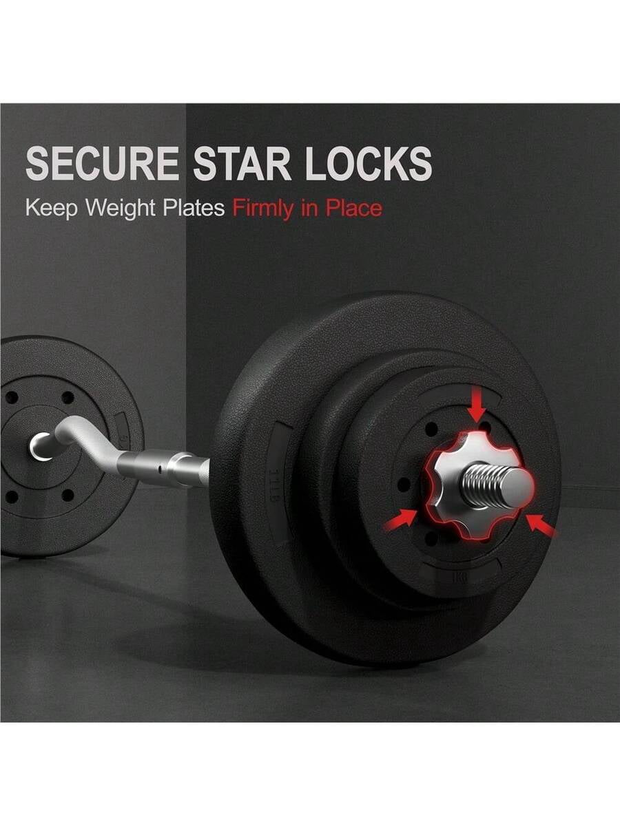 XX 44lb Detachable Barbell Weight Set With Plates And Star Locks Weight Lifting Bars Set For Strength Training