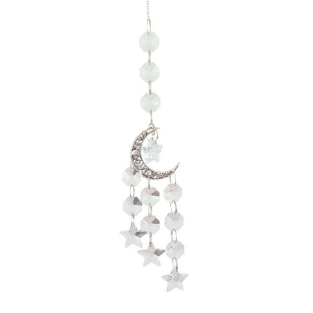 

FTjfrsbc Crystal Wind Chimes Ornaments Star Moon Pendant Home Decor (Transparent)