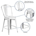 thumbnail image 2 of 24'' High Distressed White Metal Indoor-Outdoor Counter Height Stool with Back, 2 of 9