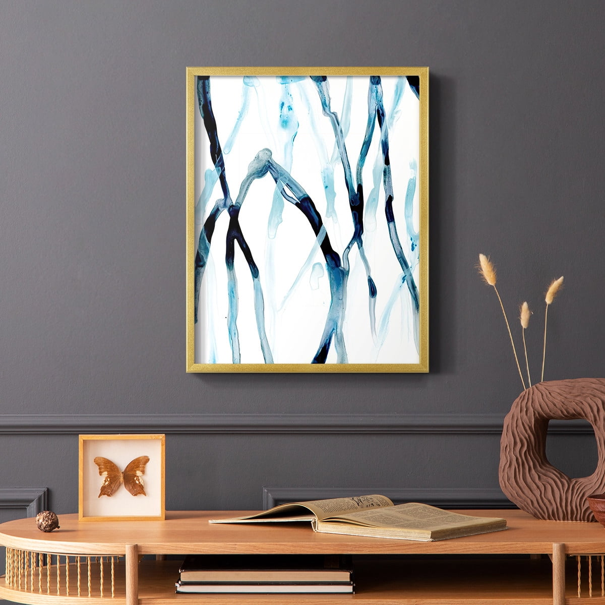 Runnel I Framed Print in Gold Solid Wood Framed Print No Nail Hanging