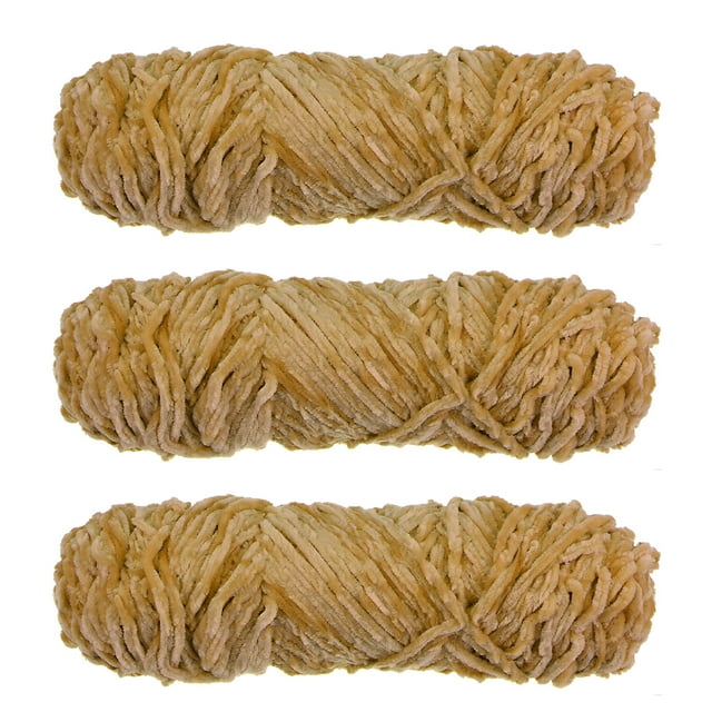 Unique Bargains 3 Écheveaux Fil Chenille Fil Couverture Doux 3x100gr/3.5oz (3x131yds) Polyester Velours Tricot Kaki