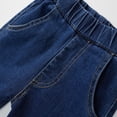 thumbnail image 4 of YABCSAZ Toddler Baby Girls Jeans Elastic Waist Pants Casual Baggy Jeans Kids Soft Skin-friendly Denim Wide Leg Loose Ankle Slit Flare Jeans Size 5 Years, 4 of 9