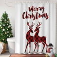 thumbnail image 4 of Merry Christmas Shower Curtains for Bathroom, Winter Red Plaid Elk Xmas Waterproof Fabric Shower Curtain for Bathroom Bathtub Decoration, Machine Washable, 72"x84", 4 of 9