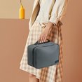 thumbnail image 5 of Bolso cosmético de cuero PU impermeable para mujer con asa y divisor multifuncional, 5 of 5