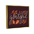 thumbnail image 3 of Grateful Autumnal Leaves Phrase Holiday Graphic Art Metallic Gold Framed Art Print Wall Art, 3 of 6
