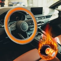 Heated Steering Wheel Cover for Cars, Thermal Insulation Protective Wrap for Winter Driving Comfort and Safety(Gray,15"×1.9")