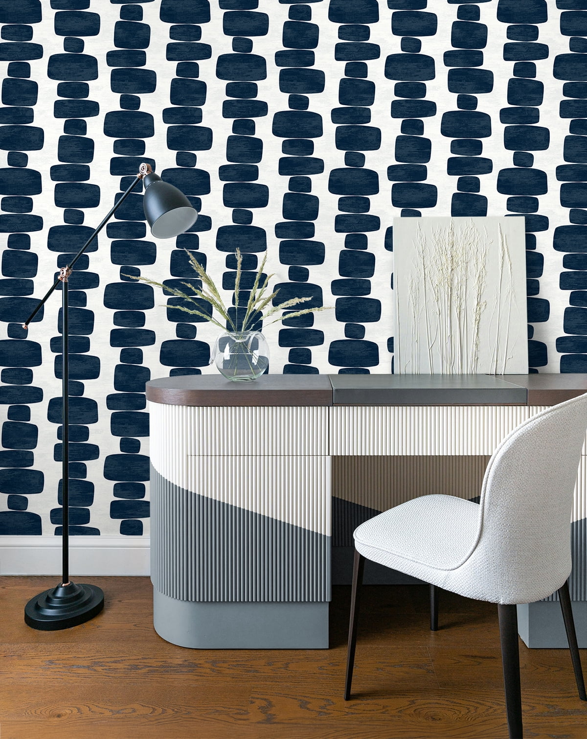 Stacy Garcia Home Blue Stripe Block Geometric Peel and Stick Wallpaper - 20.5 in. W. x 18 ft. L. Roll