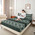 thumbnail image 4 of Feelyou Green Triangle Aztec Full Size Sheets, Boho Rustic Farmhouse Bed Sheets, Modern Western Fashion Sheet Sets, Breathable Home Decor, 4-Piece, 4 of 7