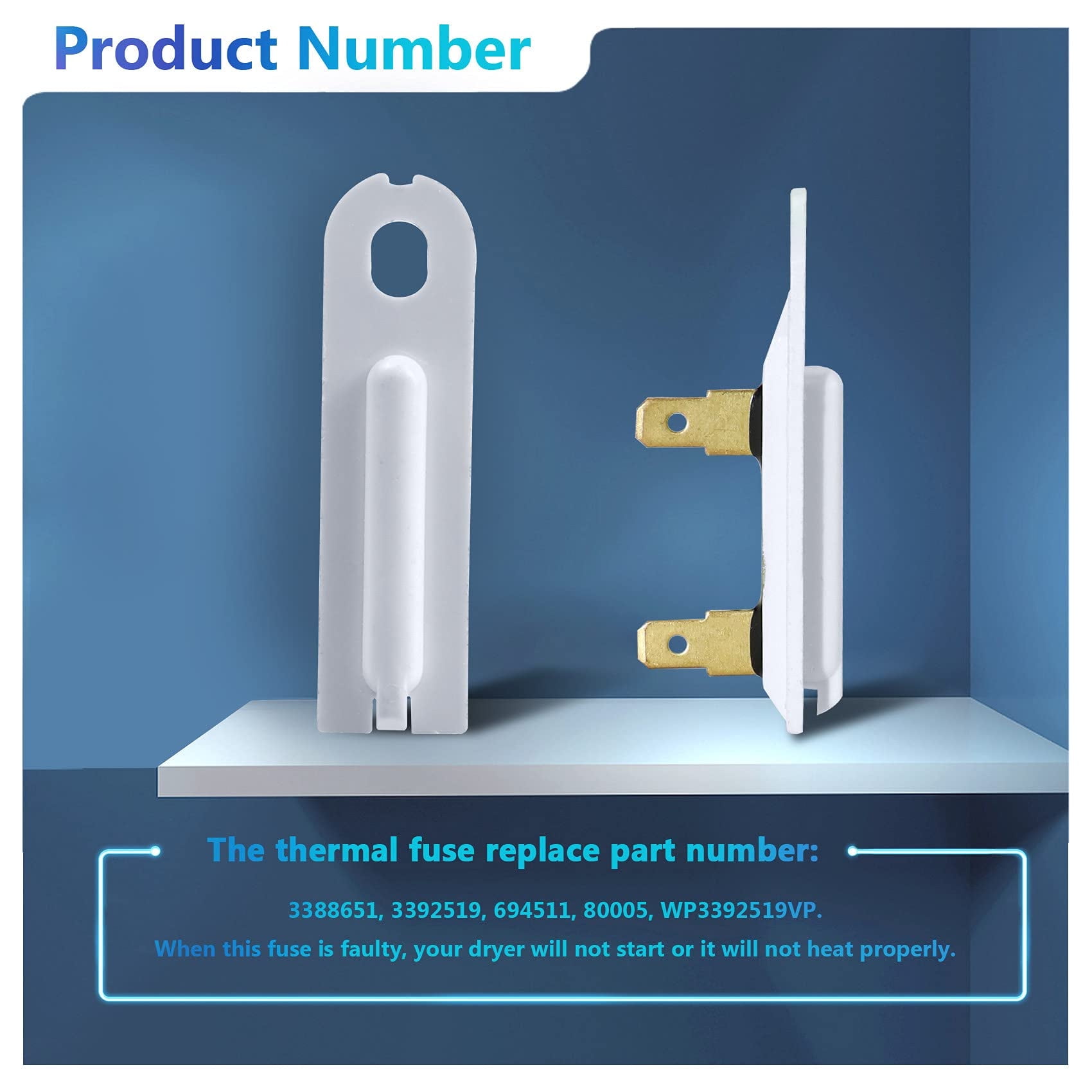 Upgraded 3387747 Dryer Heating Element 279816 Thermostat Kit 279973 3392519 Thermal Cut-off Fuse Compatible with Kenmore Samsung Whirlpool KitchenAid Electric Dryer