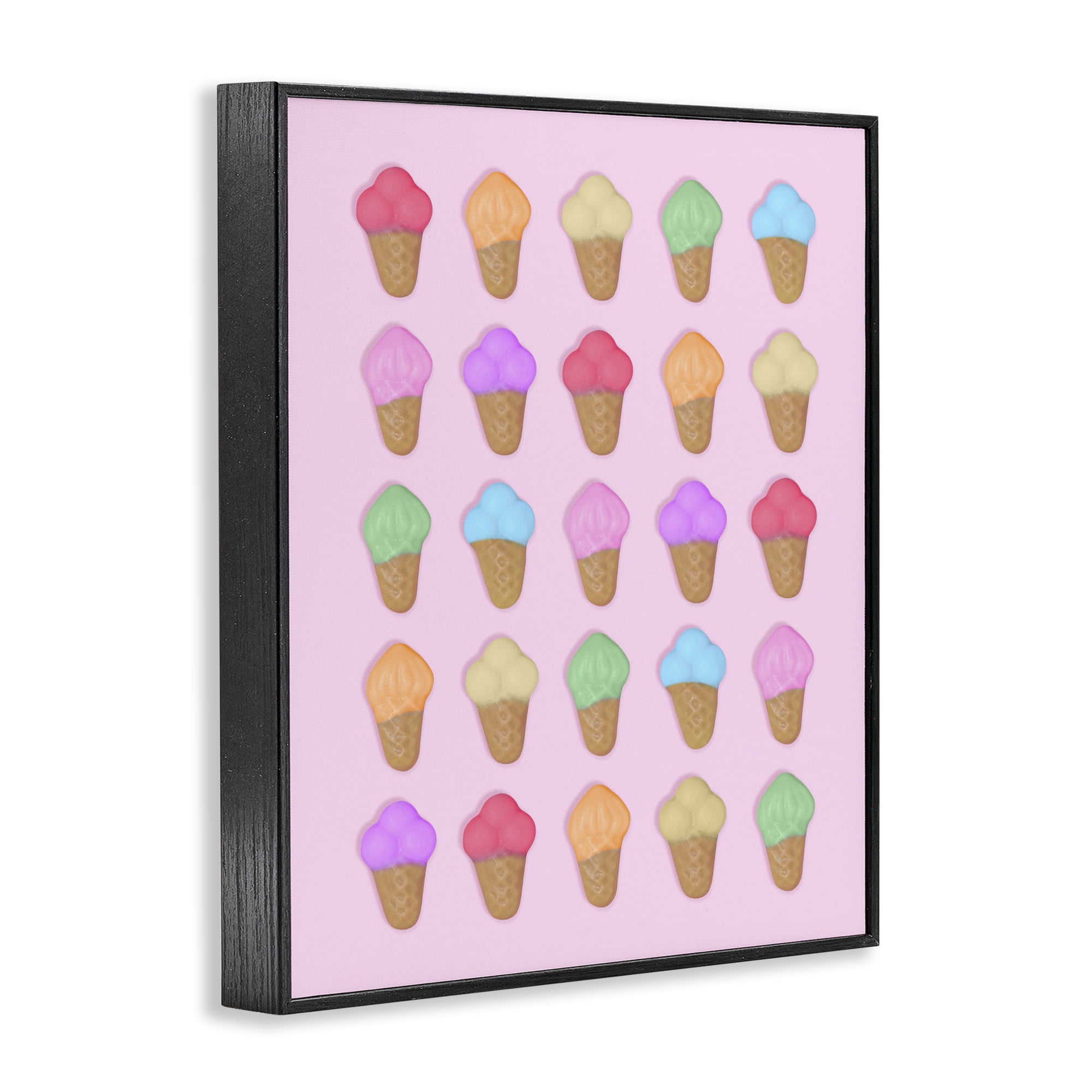 Stupell Industries Ice Cream Shaped Candies Black Framed Giclee Art, design by LISH Creative