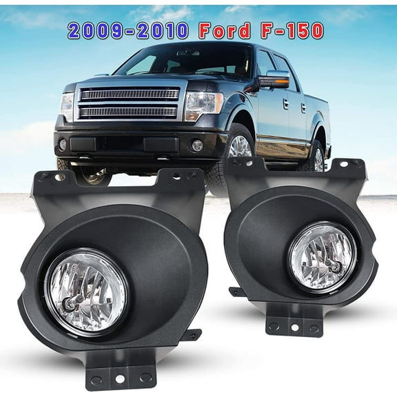 For 2009-2010 Ford F-150 Fog Lights Black Housing Clear Lens Driving Lamps Pair