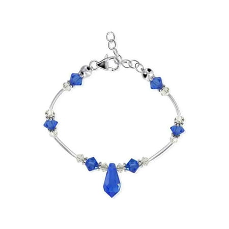 Swarovski Blue Bracelets - Gem Avenue 925 Sterling Silver Blue Crystal Bracelet 7 to 8.5