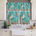 thumbnail image 2 of Teal Sea Turtle Curtain Valances Set Retro Ocean Fish Seashell Coral Nautical Kitchen Curtains 36&nbsp;inch Length Rod Pocket Valance and Tiers 3 Piece Set Small Bedroom Bathroom Laundry Decor, 2 of 9