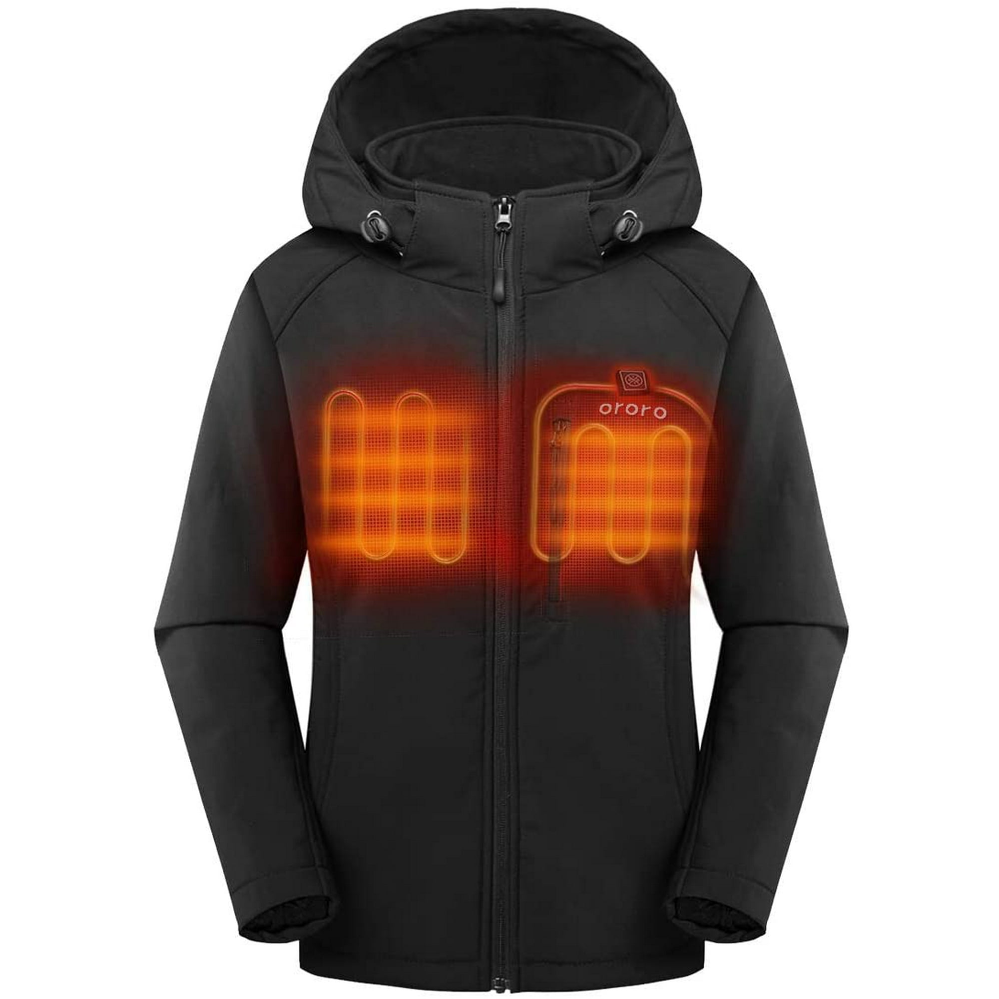 Women's Slim Fit Heated Jacket with Battery Pack and Detachable Hood  (Black) | Walmart Canada
