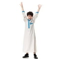 thumbnail image 2 of SUXIAN Boys Jacket Arabic Thobe Long Sleeve Kaftan Robe National Embroidered for Children White 9-10 Years, 2 of 9