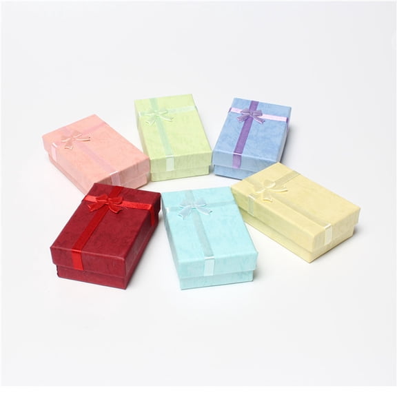 ELAYARD Assorted Color Trinket Box with Bowknot for Small Jewelry Storage 12Pcs