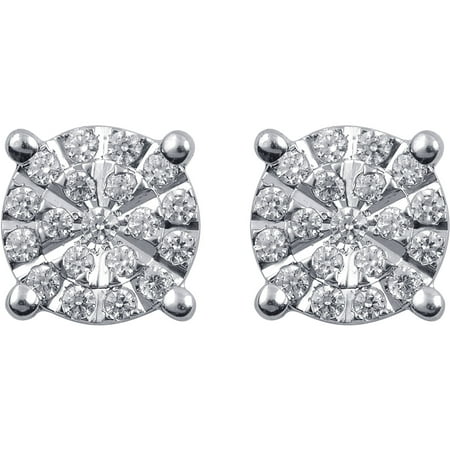 1/6 Carat T.W. White Diamond Sterling Silver Earrings with Miracle Plate
