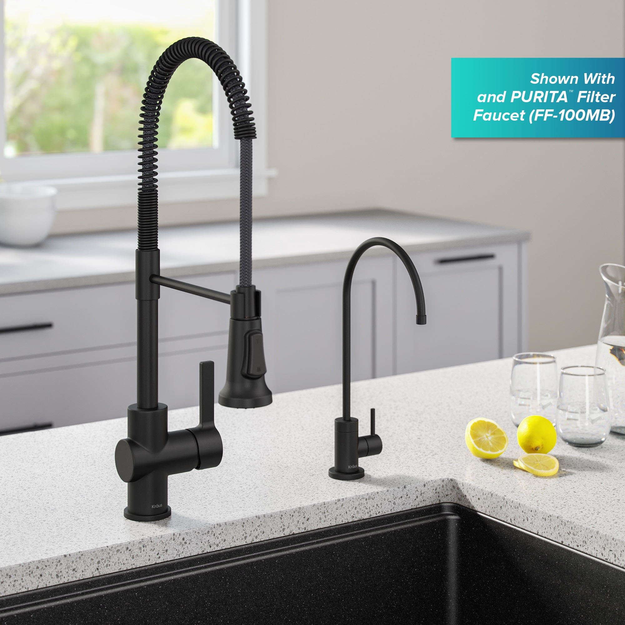 Kraus Britt Commercial Style Pull-Down Single Handle Kitchen Faucet in Matte Black