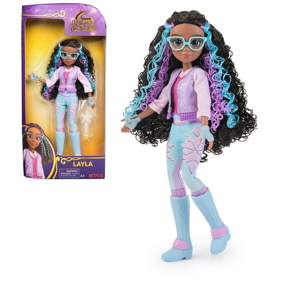 Doll Unicorn Academy Layla con 5 accesorios de 24 cm para niñas mayores de 4 años