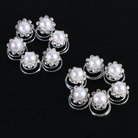 OULII 12 Pcs Hair Jewels for Women Spiral Hair Pin White Alloy Wedding Hair Accessories for Ladies