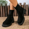 thumbnail image 5 of Dasayo Black Women's Boots Ankle Waterproof Low Heel Stretchy Round Toe Warm Hiking Boots Ladies Shoes 36, 5 of 9