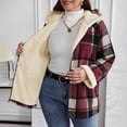 thumbnail image 7 of Zip Up Hoodies Fleece Plaid Jackets Womens Fall Winter Sherpa Lined Thermal Coat Plus Size Checked Warm Jackets, 7 of 7