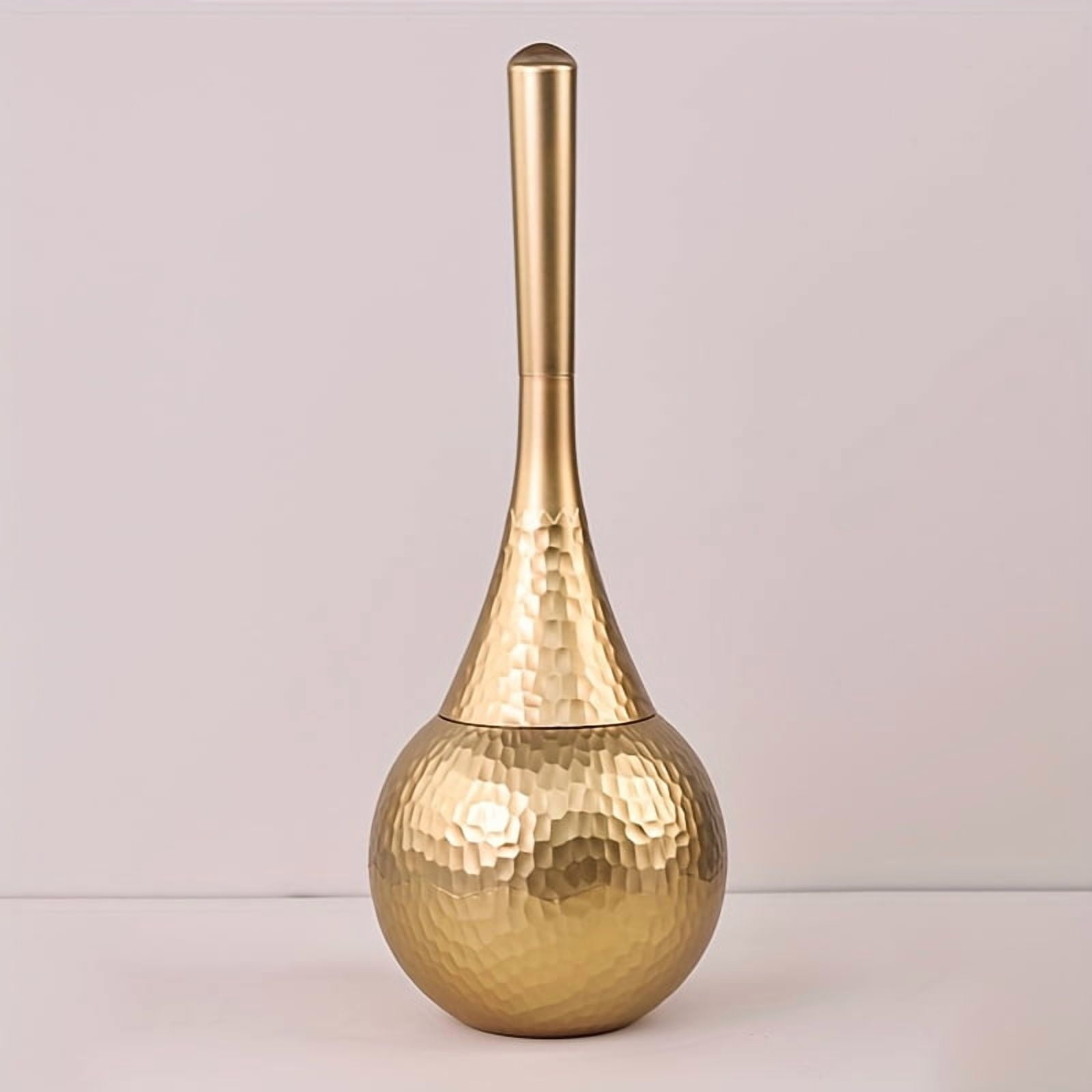 Toilet Brush Set Replaceable Nylon Soft Bristle Brush Long Handle for WC Bathroom Accessories Cleaning Tools(Gold)