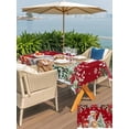 thumbnail image 4 of Outdoor Tablecloth with Umbrella Hole and Zipper, Christmas Cats Rectangle Table Cloth 60x102 Inch Waterproof Tablecloth, Xmas Tree Poinsettia Botanical Red Picnic Table Cover for Patio Camping, 4 of 7
