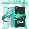 thumbnail image 4 of ELEHOLD Rugged Hybrid Case for Lenovo Tab M10 Plus 3rd Gen (10.6 Inch 2022), Tri-Layers Hard PC Soft Silicone Hidden Kickstand Anti-Scratch Shockproof Heavy Duty Case for Kids Men Women,Black+Mint, 4 of 9